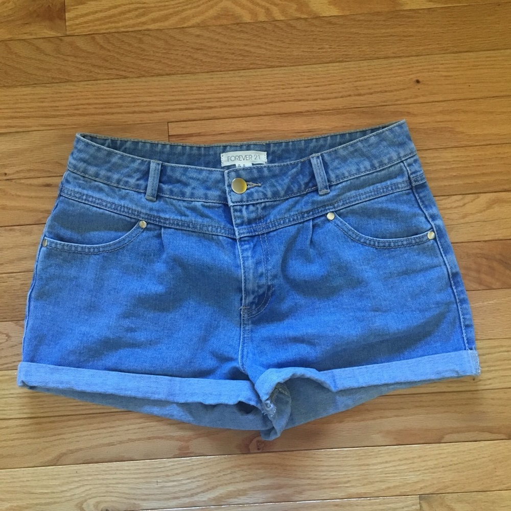 High-waisted denim shorts